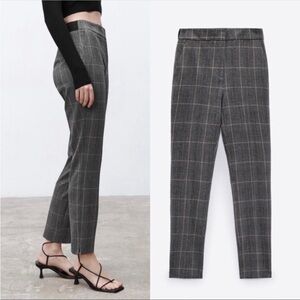 NWT Zara Checked Elastic Jogger Waist Pants Professional Business Attire